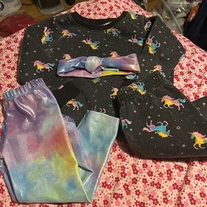 Garanimals Unicorn Sweatsuit and Shimmery Leggings with Headband  - 3T